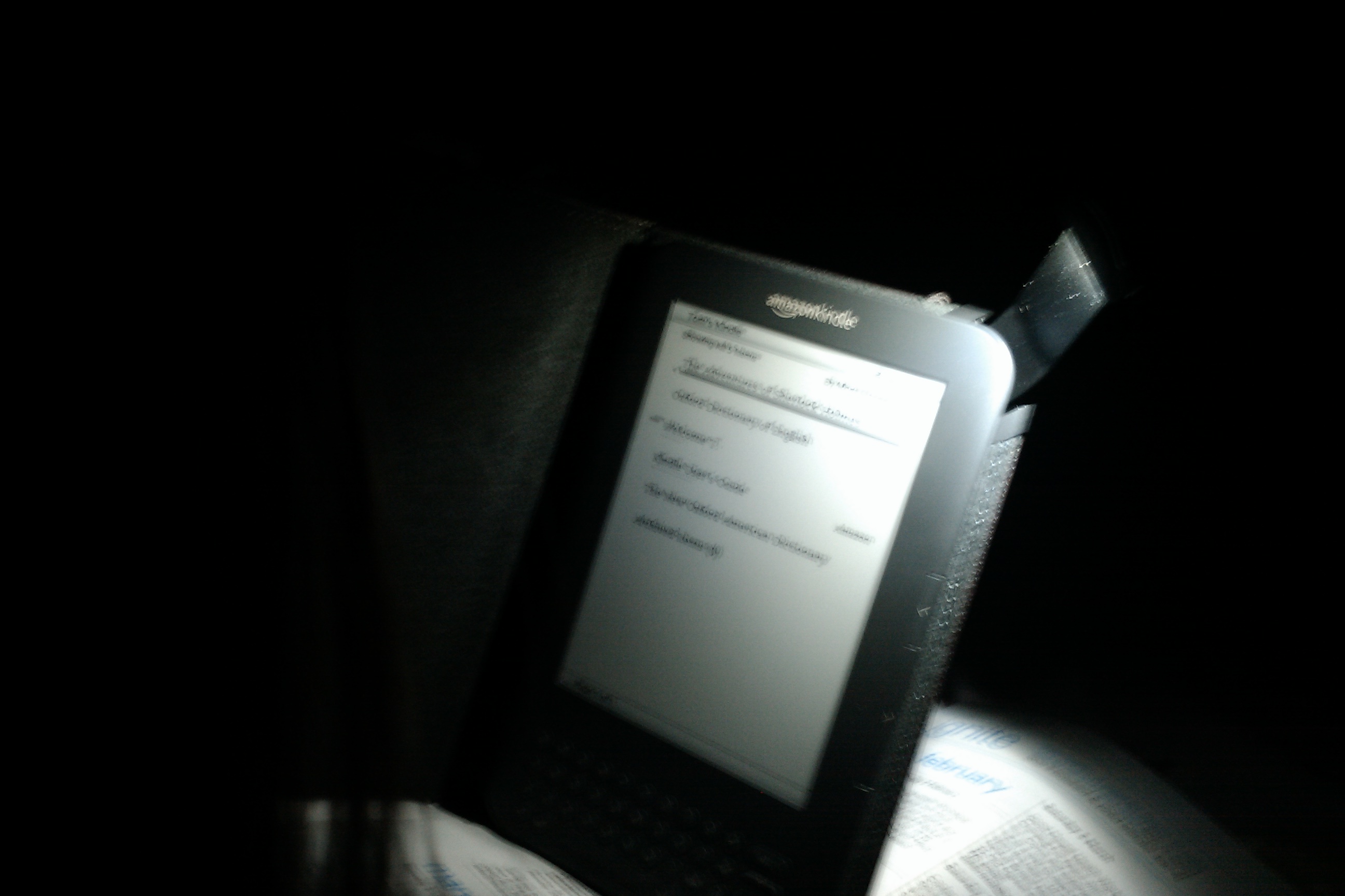 Amazon Kindle light cover in the dark